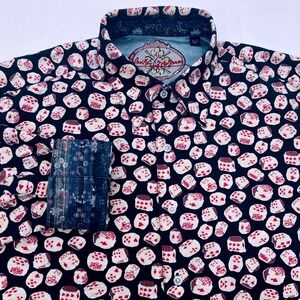 Robert Graham Limited Edition Shirt Mens XL Dice Playing Cards Print  Flip Cuff